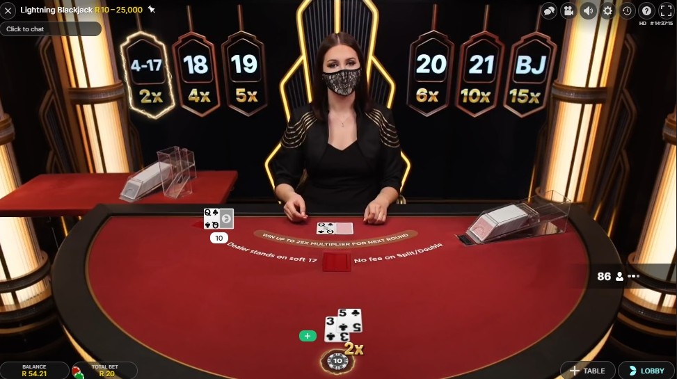 lightning blackjack live